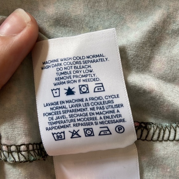 Lands’ End Colorful Floral Pink Green Black Sleeveless Wrap Front Jersey Dress - Picture 12 of 13